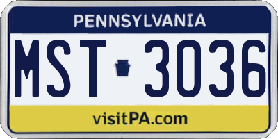 PA license plate MST3036