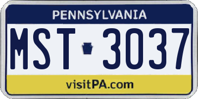 PA license plate MST3037