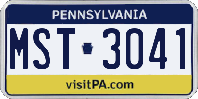 PA license plate MST3041