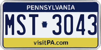 PA license plate MST3043