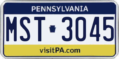 PA license plate MST3045