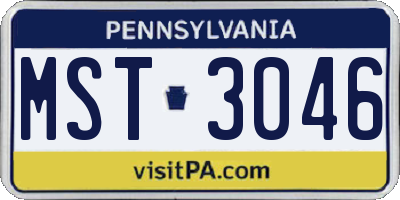 PA license plate MST3046