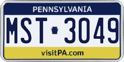 PA license plate MST3049