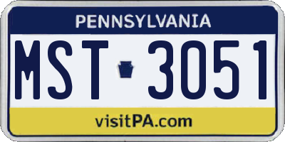 PA license plate MST3051