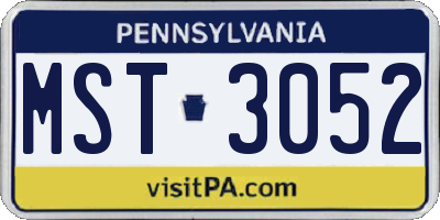 PA license plate MST3052