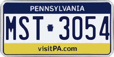 PA license plate MST3054
