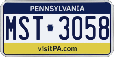 PA license plate MST3058