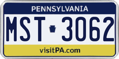 PA license plate MST3062