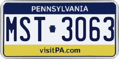 PA license plate MST3063