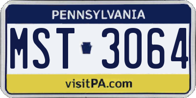 PA license plate MST3064