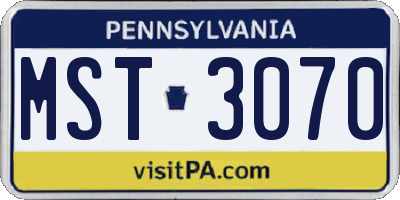 PA license plate MST3070