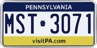 PA license plate MST3071