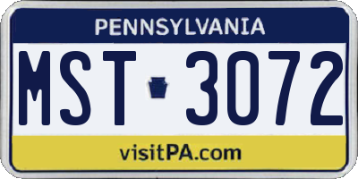 PA license plate MST3072