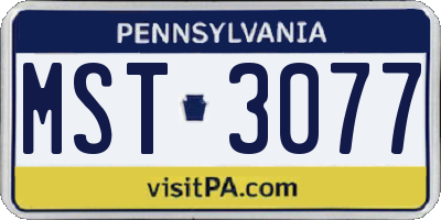 PA license plate MST3077