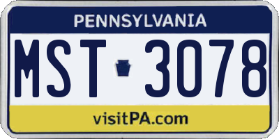 PA license plate MST3078