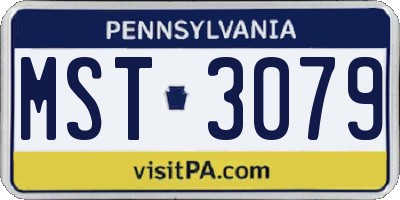 PA license plate MST3079