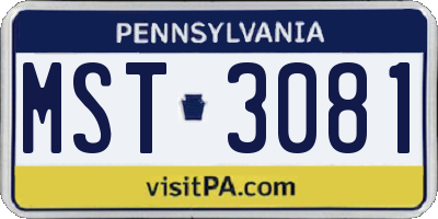 PA license plate MST3081