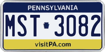 PA license plate MST3082