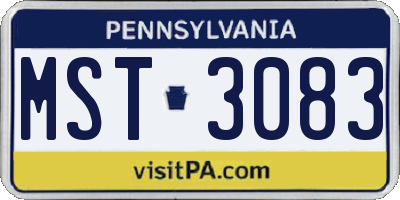 PA license plate MST3083