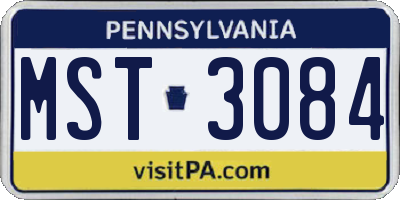 PA license plate MST3084
