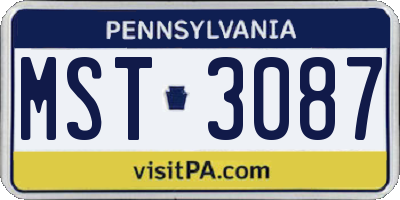PA license plate MST3087