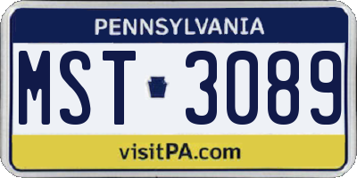 PA license plate MST3089