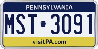 PA license plate MST3091