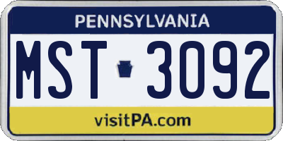 PA license plate MST3092