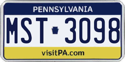 PA license plate MST3098