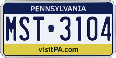 PA license plate MST3104