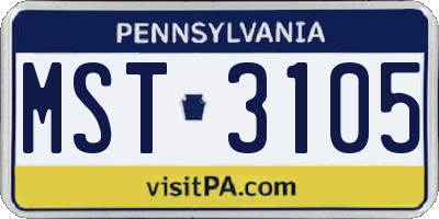 PA license plate MST3105