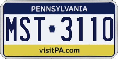PA license plate MST3110