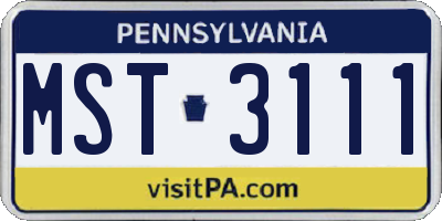 PA license plate MST3111