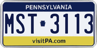 PA license plate MST3113