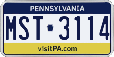 PA license plate MST3114