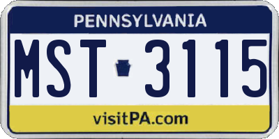 PA license plate MST3115
