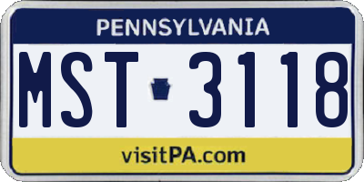 PA license plate MST3118
