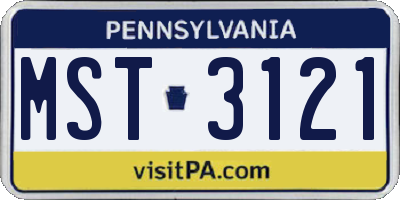PA license plate MST3121