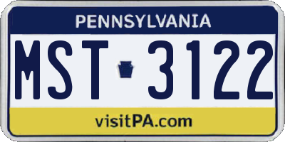 PA license plate MST3122