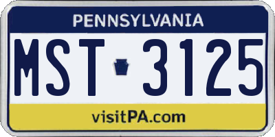 PA license plate MST3125