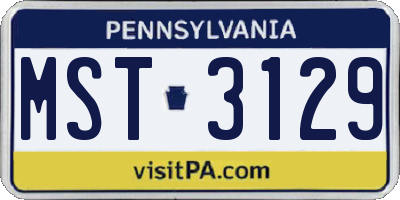 PA license plate MST3129