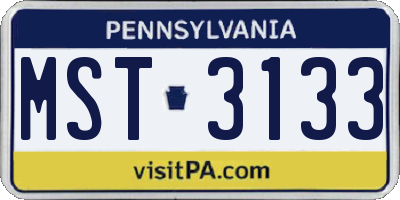 PA license plate MST3133