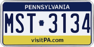 PA license plate MST3134