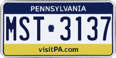 PA license plate MST3137