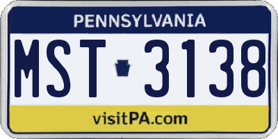 PA license plate MST3138