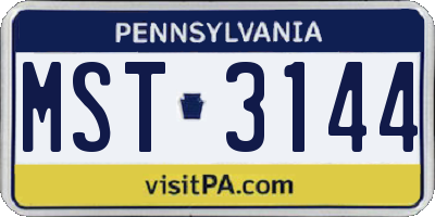PA license plate MST3144