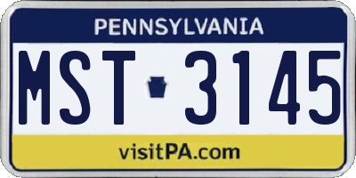 PA license plate MST3145