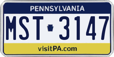 PA license plate MST3147