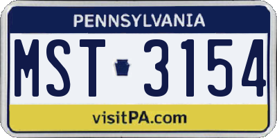 PA license plate MST3154