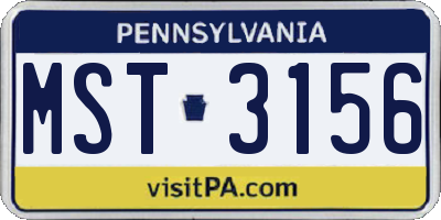 PA license plate MST3156